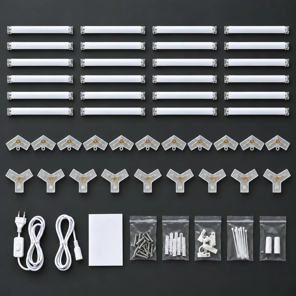 Componentes do kit Hexora — organização ilustrativa